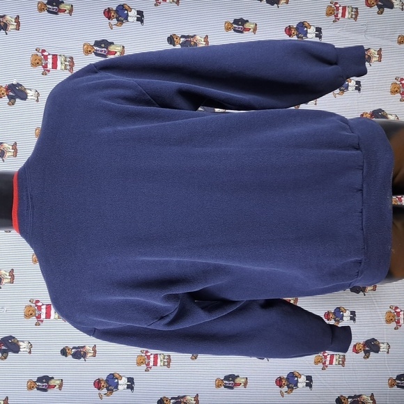 Vintage Morning Sun birds nest Holiday Christmas XL navy blue & red sweatshirt - Picture 5 of 7